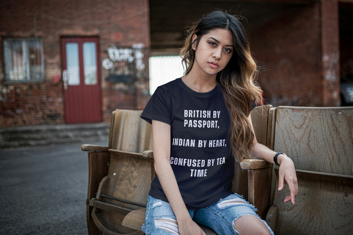 "British by Passport, Indian by Heart, Confused by Tea Time" T-Shirt – The Perfect Blend of Cultures!